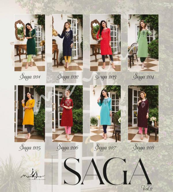 Mayur Saga 2 Rayon Designer Embroidery Kurti Collection